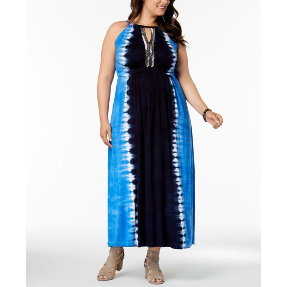 INC International Concepts Plus Size Tie Dyed Maxi Dress